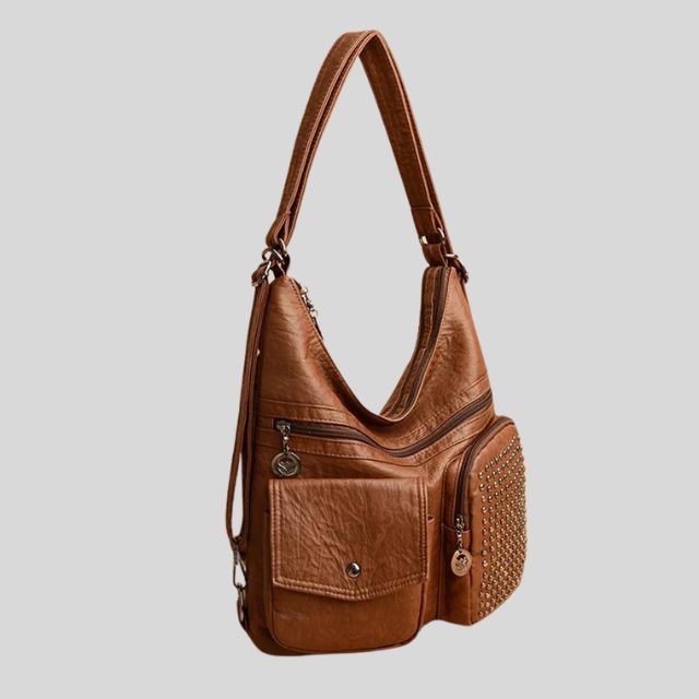 Vintpack - sac à dos en cuir avec goujons - Idéal pour l'école et les voyages - Détails de voyage - Compact