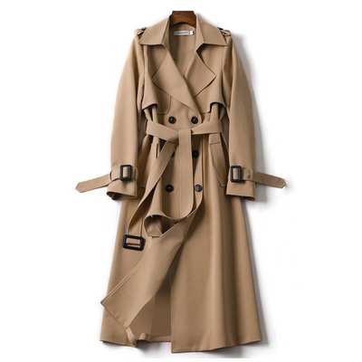 Elegant Long Trench avec ceinture - incontournable pour l'automne et le printemps