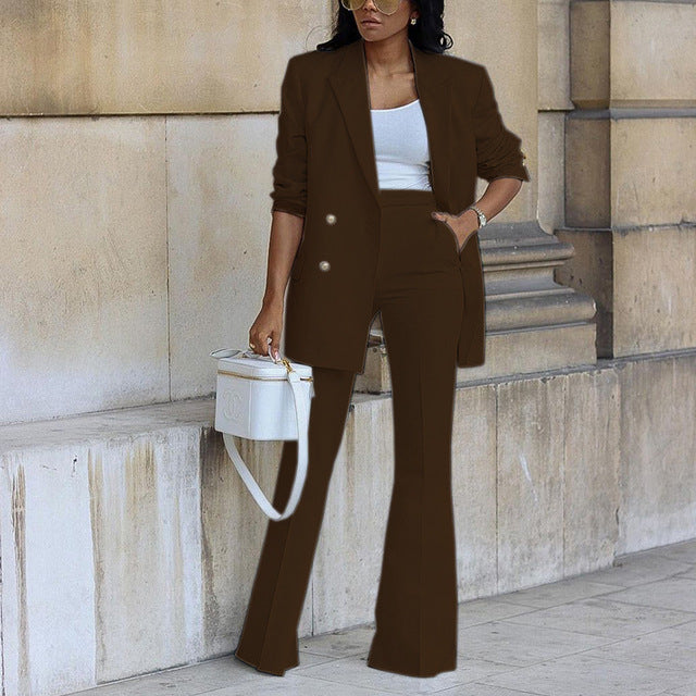Ensemble blazer deux pièces élégant avec boutons et poches pour femme | Idéal en toutes saisons