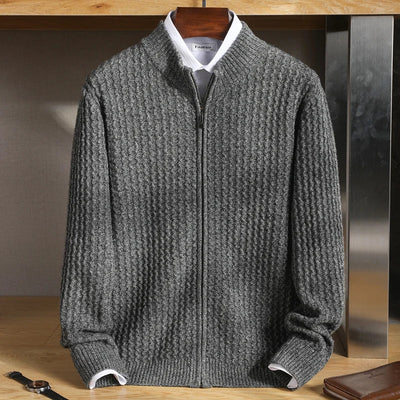 Cardigan da uomo Merino con zip strutturata