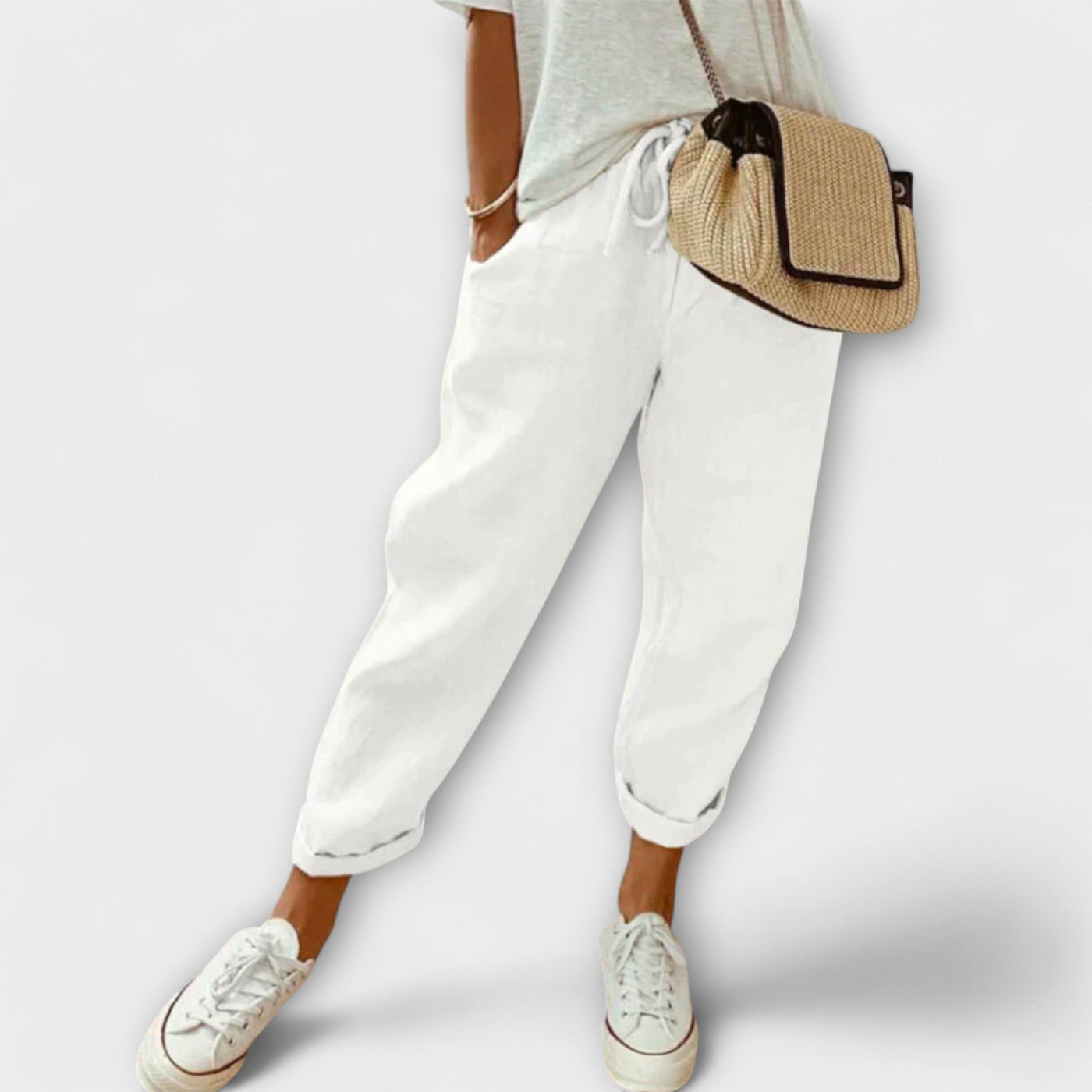 Pantalones de lino ligeros de verano para mujer: corte elegante y transpirable.