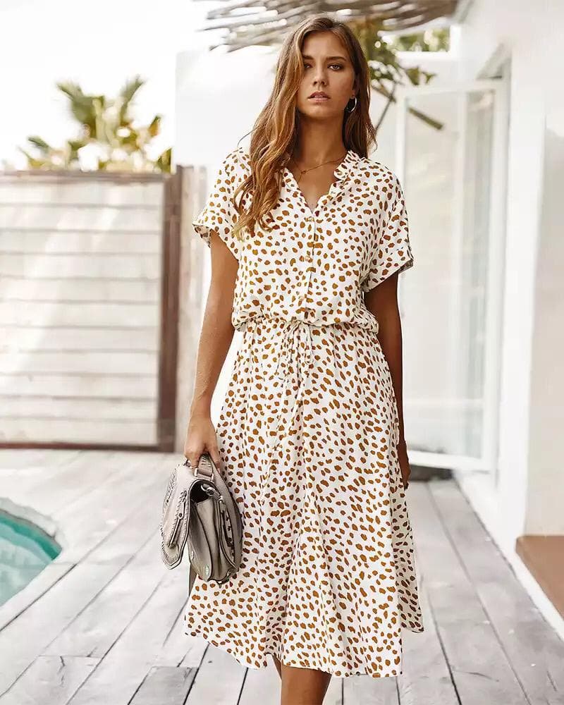 Abito elegante con stampa leopardo
