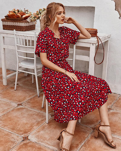Abito elegante con stampa leopardo