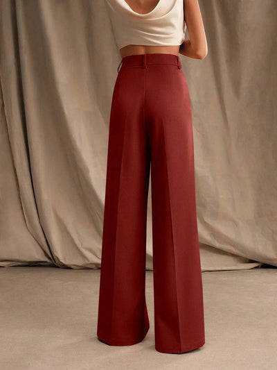 Pantalon taille haute pour femme à larges plis dans un style formel
