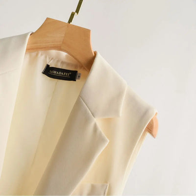 Gilet classico da donna monopetto senza maniche con collo a revers