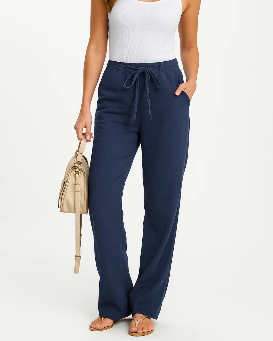 Pantalon d'été élégant à taille élastique pour femme