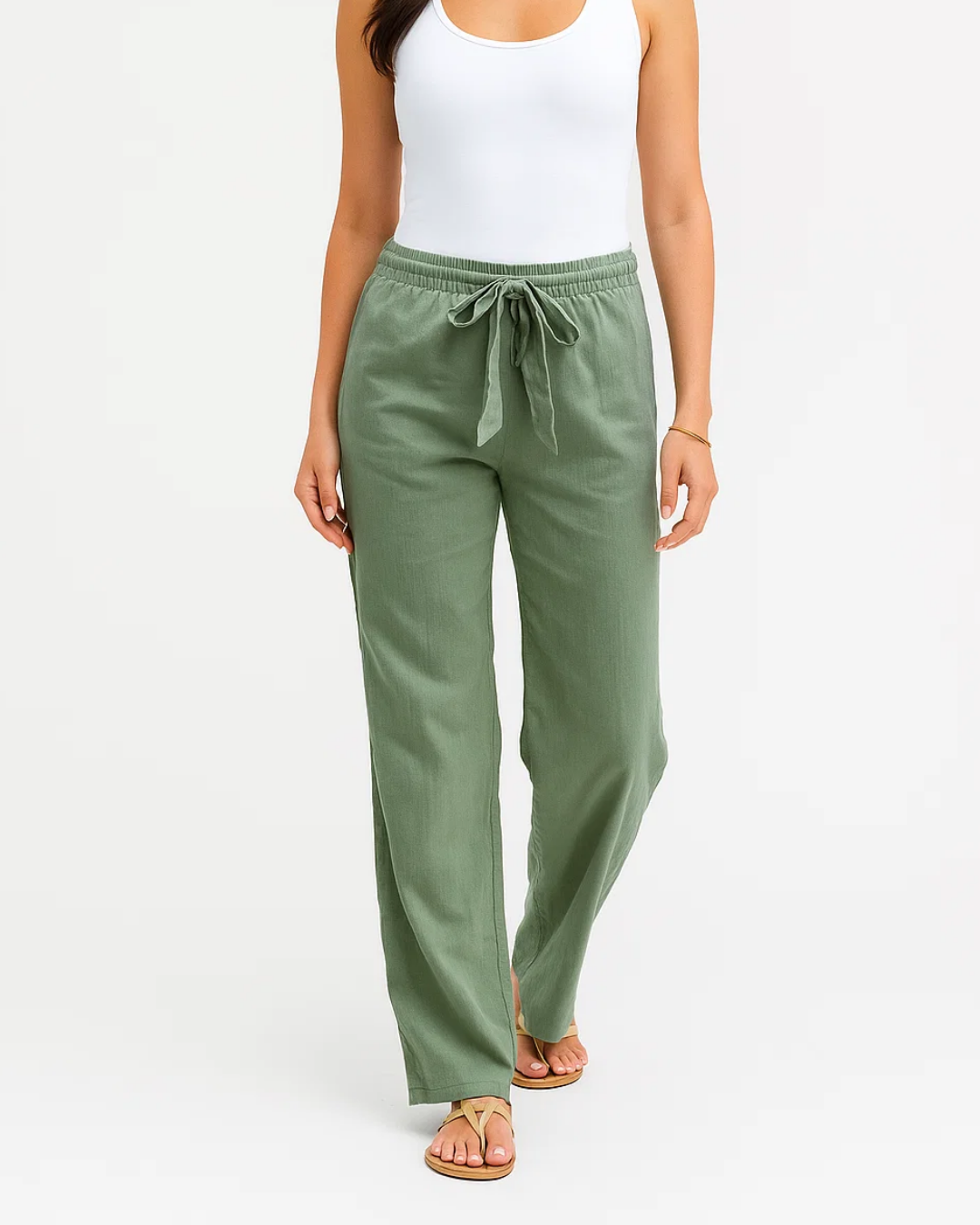 Pantalon d'été élégant à taille élastique pour femme