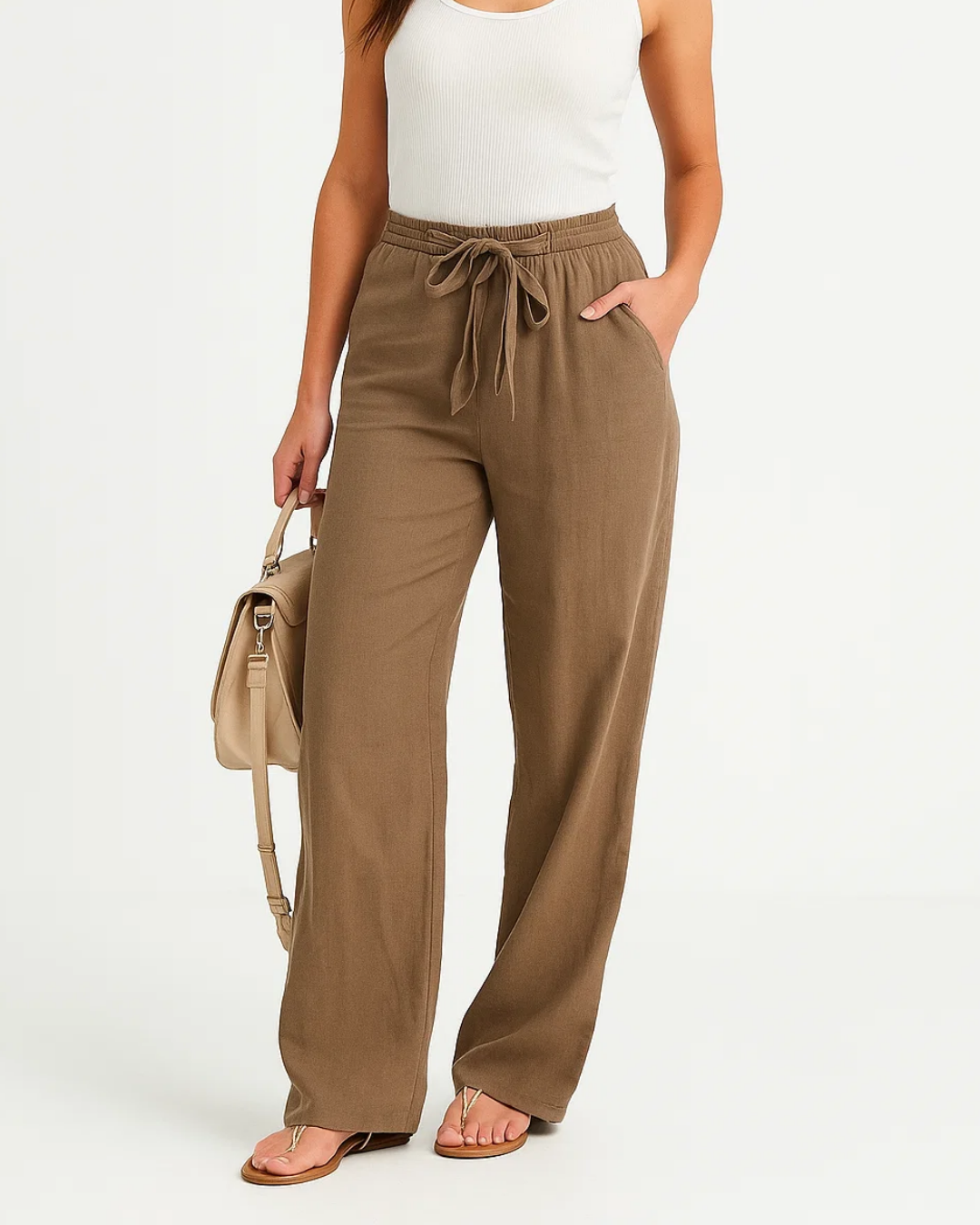 Pantalon d'été élégant à taille élastique pour femme