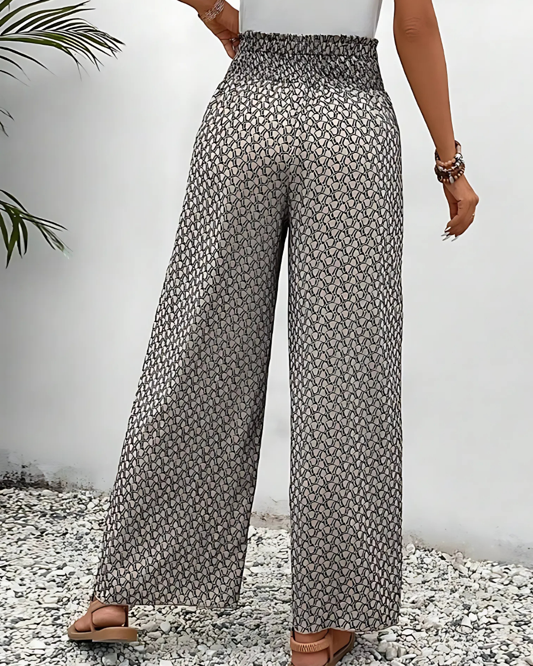 Pantalon d'été pour femme à imprimé géométrique