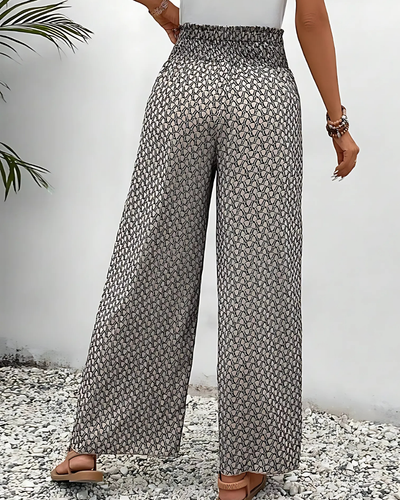 Pantalon d'été pour femme à imprimé géométrique