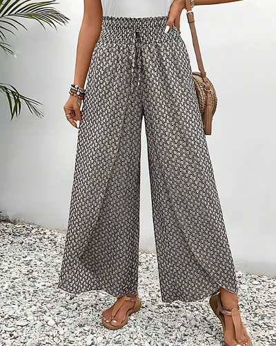 Pantalon d'été pour femme à imprimé géométrique