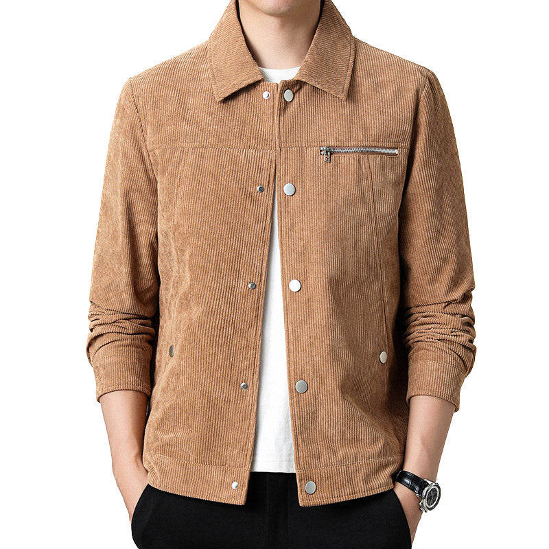 Chaqueta de transición clásica de pana de alta calidad para hombre. 