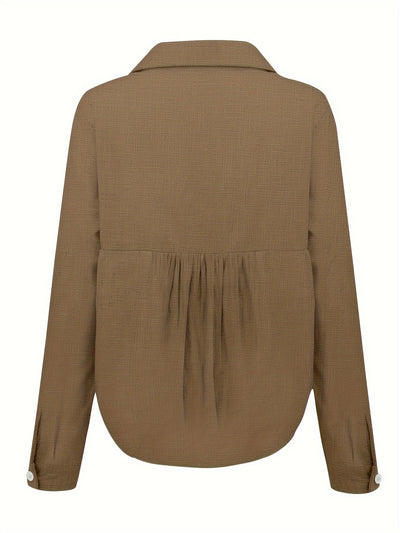 Chemise décontractée en lin à manches longues pour femme pour le printemps et l'automne