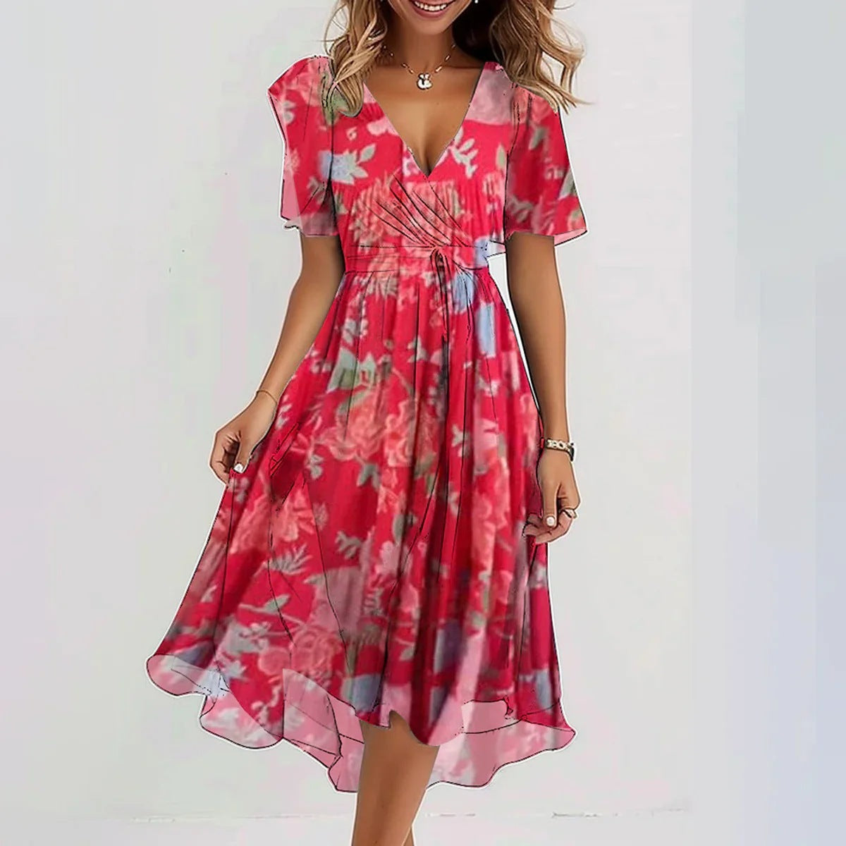 Lin | Robe midi fleurie tendance