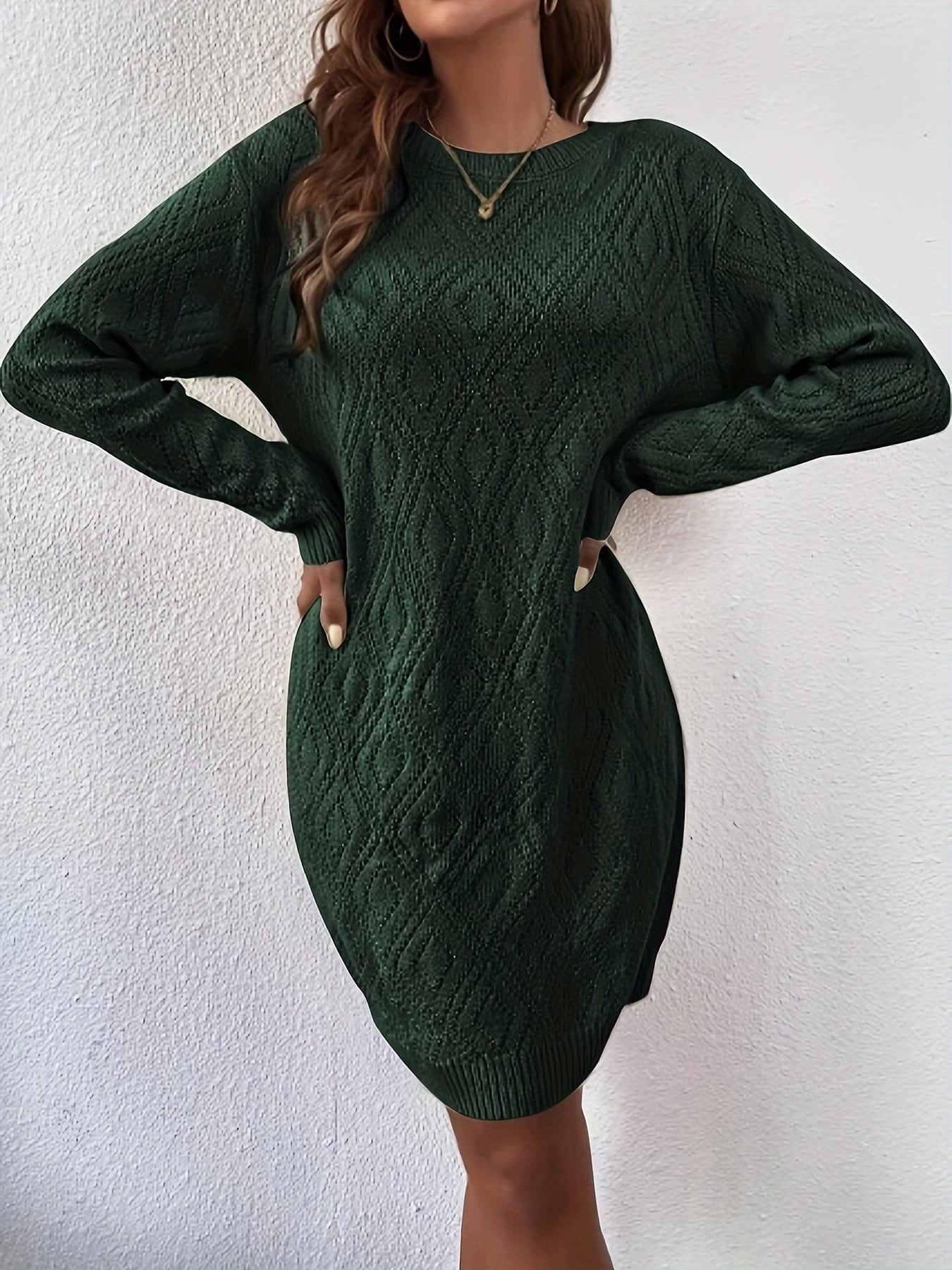 Joanna - Elegante vestido de punto a cuadros para mujer 