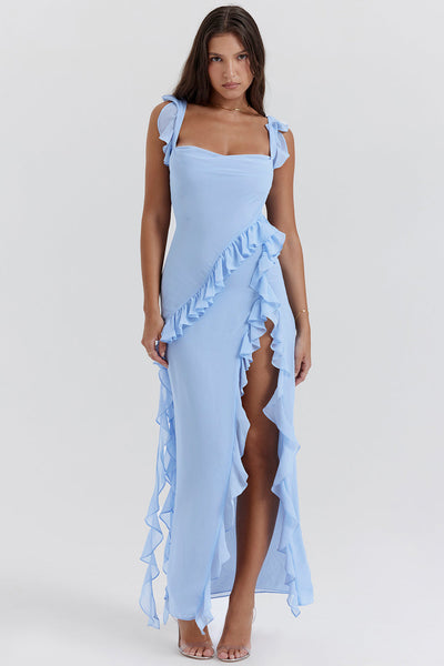 Abito Melantha da donna - Spalline regolabili - Dettaglio volant - Spacco alto - Taglio elegante