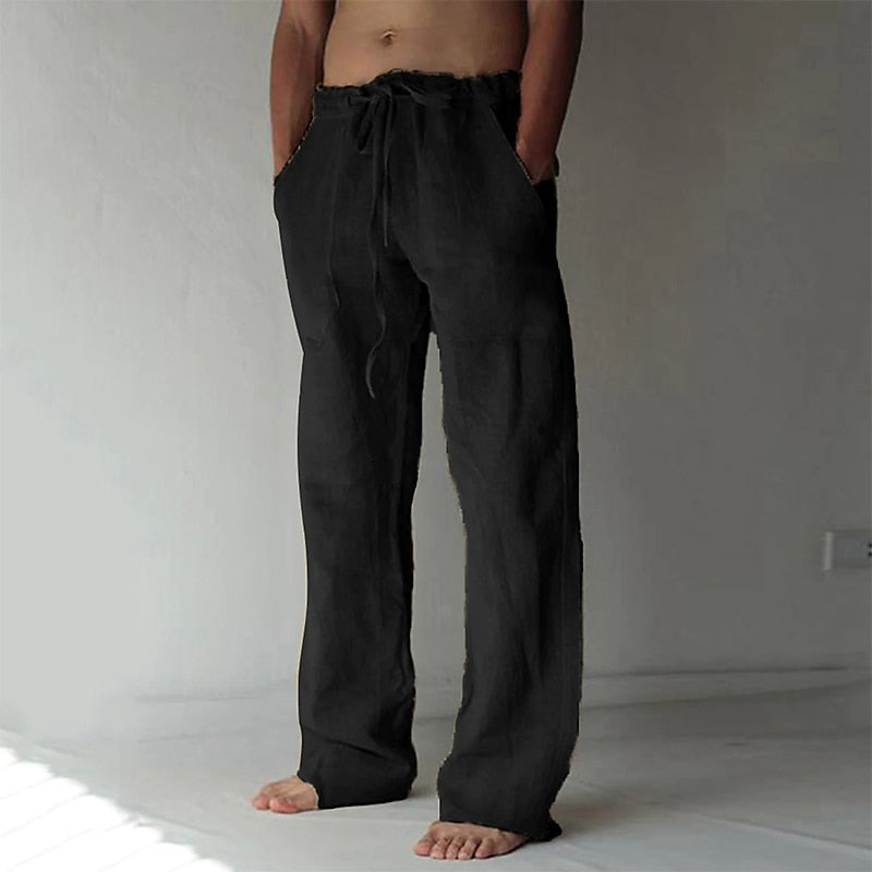 Pantalones anchos de lino para hombre