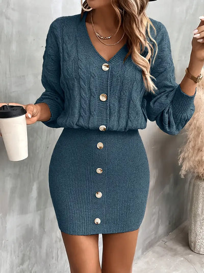 Vestido ajustado con cuello en V atemporal 