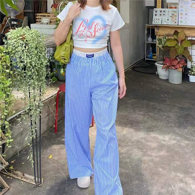 Gabrielle - Pantalon large à rayures verticales