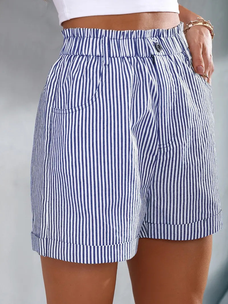 Gertrude - Pantalon rayé à poches en biais