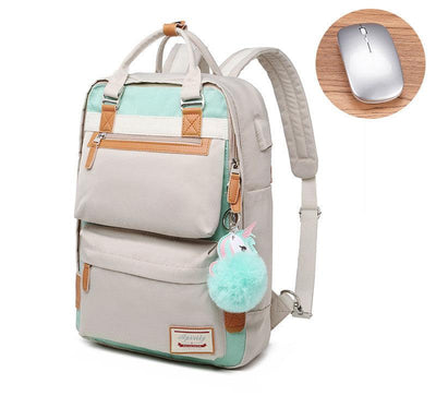Elegante zaino impermeabile da donna con scomparto per laptop da 15,6 pollici