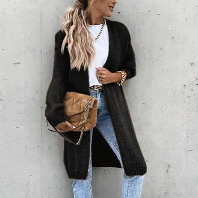 Cardigan de cachemira de mujer elegante - longitud media y caliente para otoño/invierno