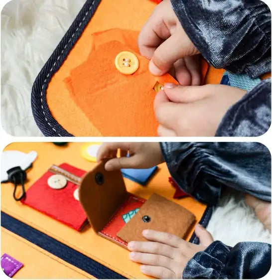 Juguete Montessori de tablero de actividades