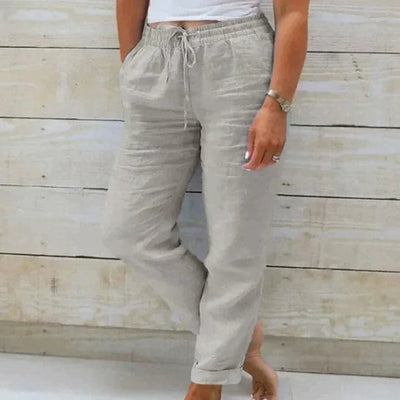 Pantalones de algodón cómodos de verano con cintura elástica. 
