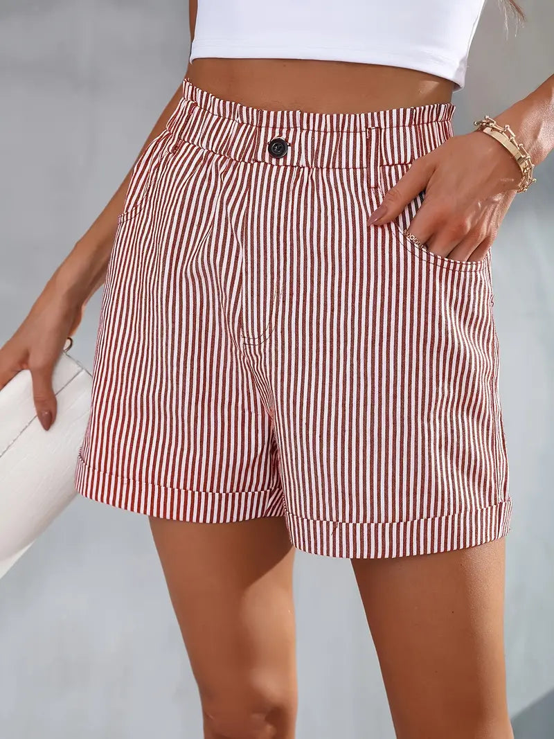 Gertrude - Pantalon rayé à poches en biais