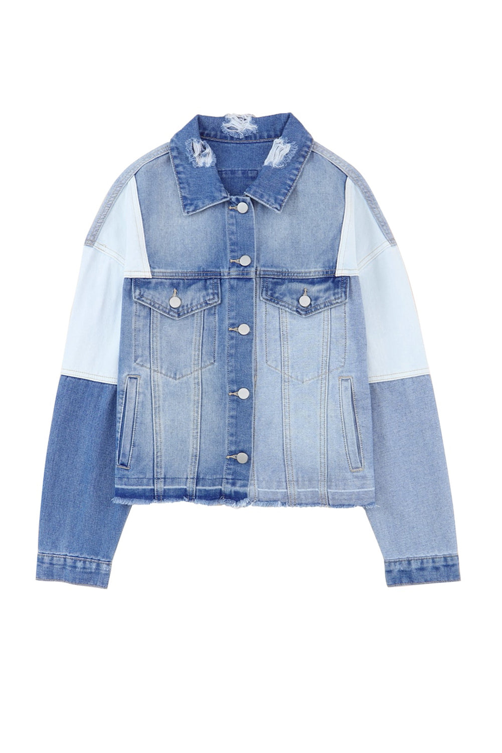 Chaqueta de mezclilla con mosaicos y borde incautado - Mujer