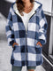 Giacca in pile con cappuccio a quadri e zip oversize