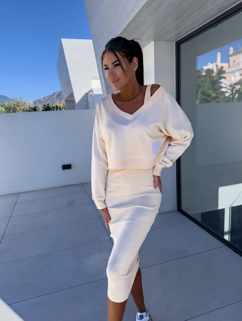 Aebi - Conjunto de sudadera y vestido para uso diario