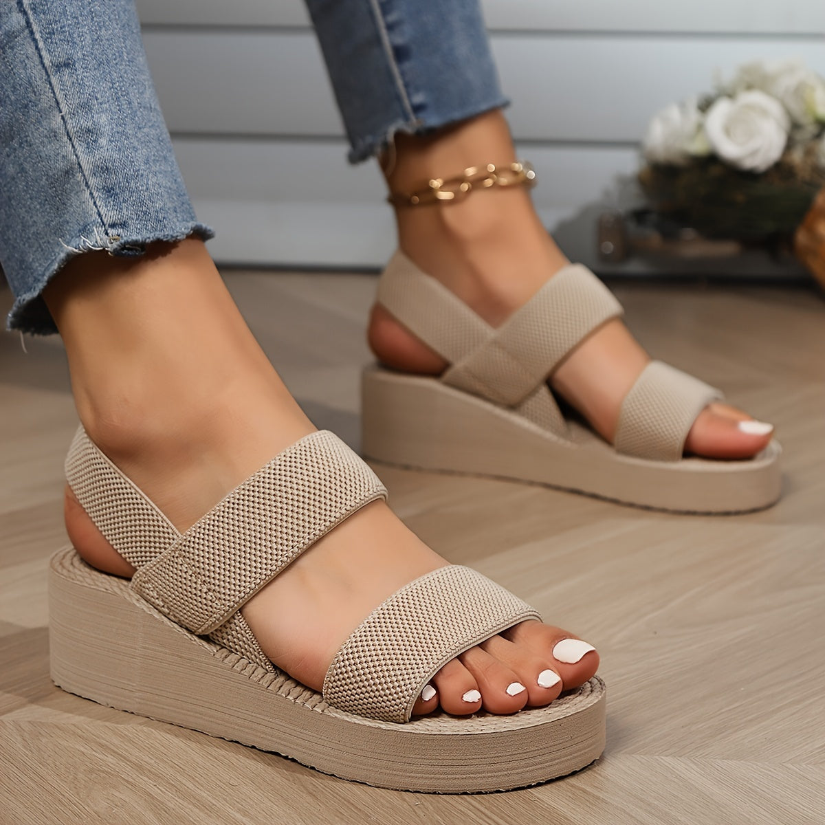 Sandalias de mujer elegantes y cómodas - Sandalias de verano con plataforma, suela gruesa y punta redonda
