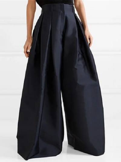 Eva - Pantalon habillé plissé taille haute et jambes larges