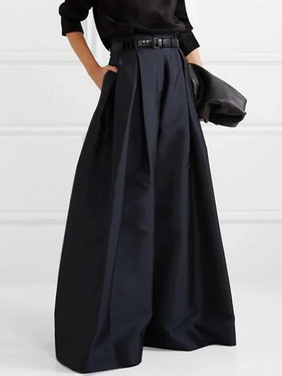 Eva - Pantalon habillé plissé taille haute et jambes larges