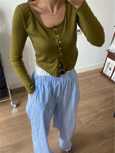 Gabrielle - Pantalon large à rayures verticales