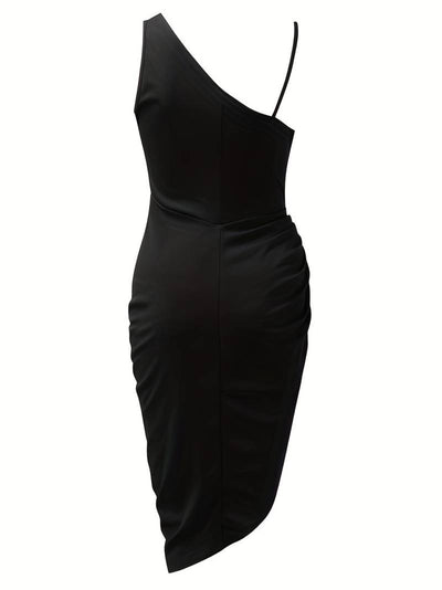 Opaline - Elegante y glamoroso vestido asimétrico para mujer.