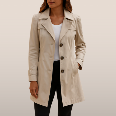 Trench da donna con bottoni - Giacca da stagione intermedia con colletto
