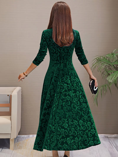 Vestido de terciopelo con escote en V para mujer: ideal para primavera/verano