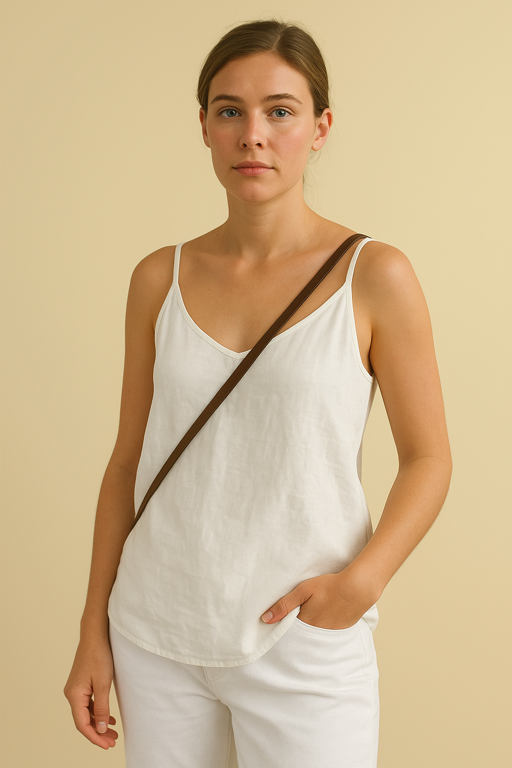 Top estivo da donna senza maniche - Scollo a V in stile lino dal tocco leggero