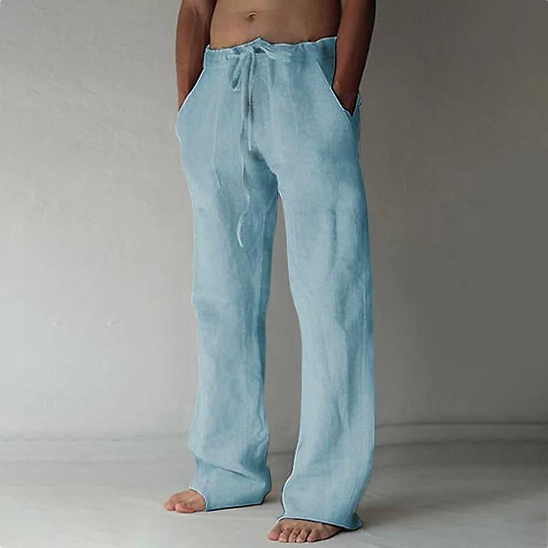 Pantalones anchos de lino para hombre