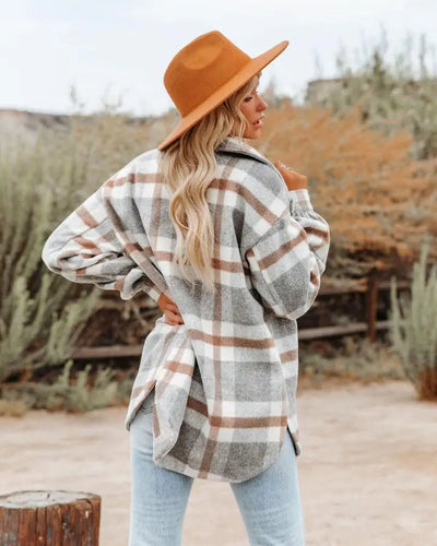 Camisa rústica de estilo escocés para mujer 