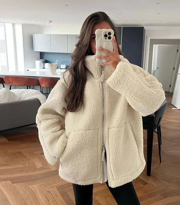 Avelena - Giacca Teddy calda e oversize