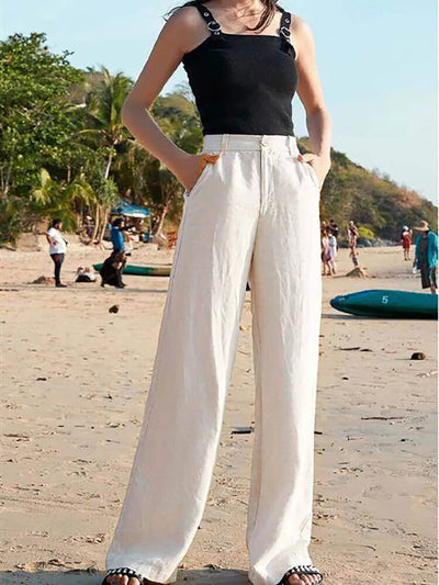 Noemi | Pantalon large en lin pour un look décontracté