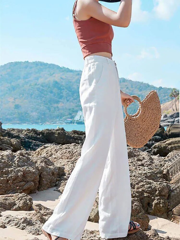 Noemi | Pantalon large en lin pour un look décontracté