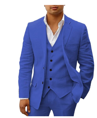Elegante traje de tres piezas para hombre: ideal para una boda de verano o para vestir de etiqueta.