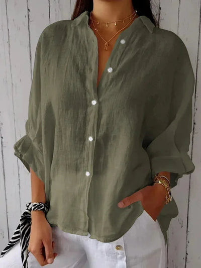 Camicia da donna - Tessuto leggero - Vestibilità rilassata - Chiusura con bottoni e colletto classico