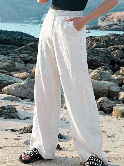 Pantalones anchos de cintura alta y transpirables
