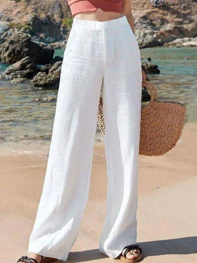 Pantalones anchos de cintura alta y transpirables