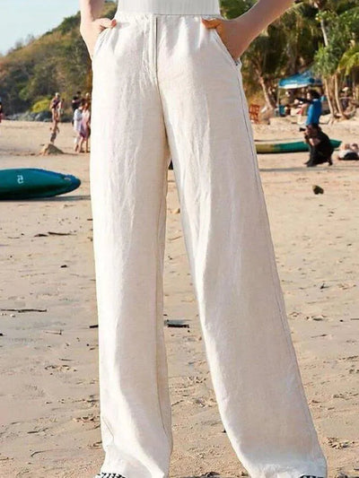 Pantalones anchos de cintura alta y transpirables